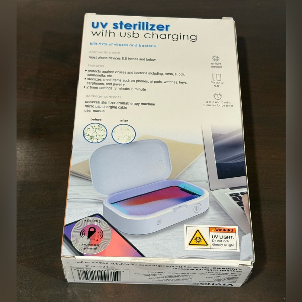UV Sterilizer with USB Charging - White - Picture 2 of 6